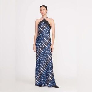 STAUD Black and Blue Patterned Maxi Dress